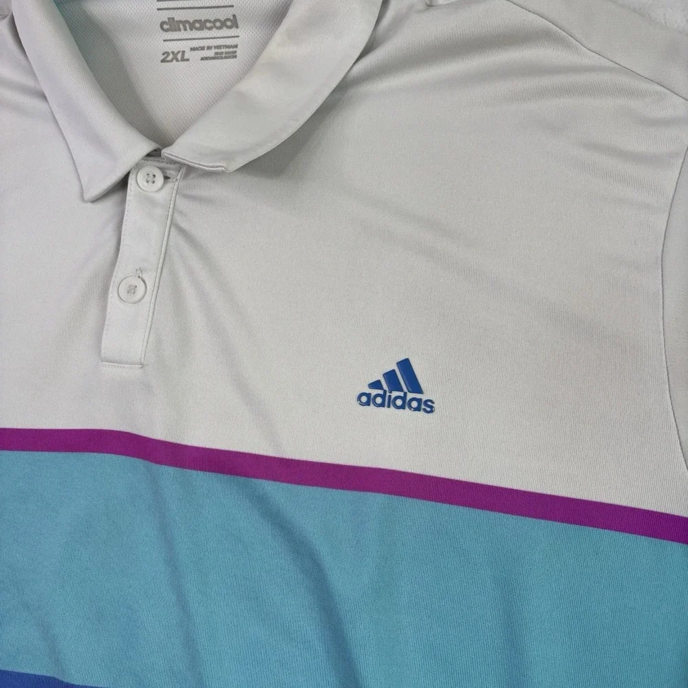 Adidas Cocotal Punta Cana Climacool White Short Sleeve Collared Polo Shirt 2XL